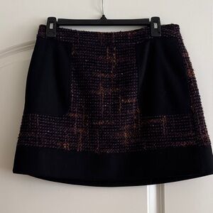 RED Valentino Black and Brown Tweed Mini Skirt